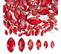 FINGERINSPIRE 94 Pcs Pointed Back Rhinestone 6 Sizes Light Siam Glass Rhinestones Gems Horse Eye Jewels Embellishments with Silver Plated Back Crystals Stones for Clothes Craft Decor, Jewelry Making