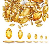 FINGERINSPIRE 94 Pcs Pointed Back Rhinestone 6 Sizes Topaz Glass Rhinestones Gems Horse Eye Jewels Embelishments with Silver Plated Back Crystals Stones for Clothes Craft Decoration, Jewelry Making