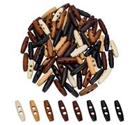 FINGERINSPIRE 96PCS Oval Wood Toggle Button 40mm 2-Holes Wood Toggle Horn Button 8 Colors Sewing Horns Toggles Buttons Wooden Sweater Coats Buttons for Jacket Clothing Sewing DIY Art Craft Projects