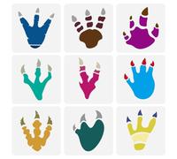 FINGERINSPIRE 9PCS Dinosaur Footprint Painting Stencil 15x15cm Animal Dinosaurs Painting Templates Animal Footprint Pattern Stencil for Painting on Wood Wall Fabric Furniture DIY Home Decor