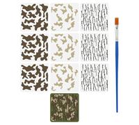 FINGERINSPIRE 9Pcs Layered Camo Stencil with a Brush 30x30cm Reusable Digital Camo Pattern Stencil Camouflage Pattern Painting Stencils for Painting on Wood, Canvas Paper Fabric Floor Wall and Tile