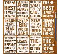 FINGERINSPIRE 9Styles Inspirational Quotes Stencils with a Brush 29.7x21cm Text Painting Stencils PET Small Illustrations Patterns Stencil Words Themes Template for Wood Wall Fabric Furniture