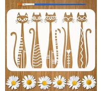 FINGERINSPIRE Abstract Cats Stencils with Paint Brush 21x29.7cm Cat Shape Painting Stencil Cat Pattern Animal Theme Craft Stencil for Painting on Wall Wood Furniture DIY Home Decoration