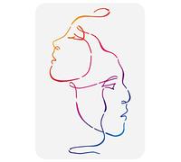 FINGERINSPIRE Abstract Faces Stencil 21x29.7cm Two Women Face Stencil Template Plastic Faces Line Pattern Painting Stencil Reusable Stencils Decoration Stencil for Wall Furniture Decor