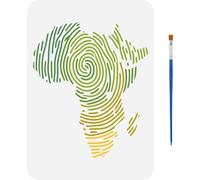 FINGERINSPIRE Africa Map Painting Stencil with 1Pc Plastic Paint Brush 21x29.7cm Reusable African Map Drawing Template Line Art Map Pattern Stencils for Painting on Wood Wall Fabric Furniture