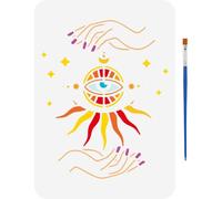 FINGERINSPIRE All Seeing Eye Drawing Stencil with Paint Brush 29.7x21cm Pyramid Symbol Eye of Providence Painting Template Witchcraft Hands Moon Stencil for Painting on Wood Wall Fabric Furniture