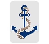 FINGERINSPIRE Anchor Stencil Template 21x29.7cm Nautical Painting Stencil with Bar Pattern Reusable Plastic Drawing Stencil for DIY Projects Crafts