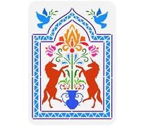 FINGERINSPIRE Animal Stencils 29.7x21cm Animals Folk Art Stencil Template Plastic Flowers Doves Animals Stencils Reusable DIY Art Stencil for Painting on Wood, Floor, Wall and Fabric
