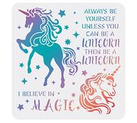 FINGERINSPIRE Animals Drawing Painting Stencils Templates 30x30cm Animals Stencils with Words I Believe in Magic Square Animal Stencil for Painting on Wood, Floor, Wall and Fabric