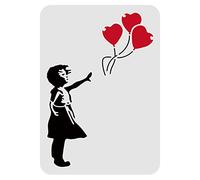 FINGERINSPIRE Balloon Stencil A4 Size The Human with a Balloon Banksy Art Stencil for Walls and Crafts (Reusable Plastic)