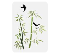FINGERINSPIRE Bamboo Bird Painting Stencil 8.3x11.7inch Reusable PET Stencil Flying Bird Animal Theme Template for Painting on Wood, Floor, Wall, Tile, Canvas, Fabric and Furniture