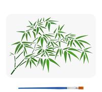 FINGERINSPIRE Bamboo Leaf Painting Stencil with Brush 21x29.7cm Bamboo Branch Drawing Template China Styles Pattern DIY Art Home Decoration Stencil for Painting on Wood Wall Fabric Furniture