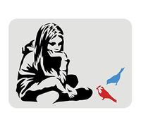 FINGERINSPIRE Banksy Girl with Blue Bird Stencil 29.7x21cm Reusable DIY Craft Banksy Decoration Stencil for Painting on Wall, Wood, Furniture, Fabric and Paper