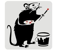 FINGERINSPIRE Banksy Rat Stencil 30 x 30 cm Plastic Graffiti Banksy Painting Stencil Mouse Reusable Stencil for Painting on Wood, Floor, Wall, Home Decoration DIY