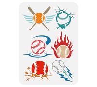 FINGERINSPIRE Baseball Stencil 21x29.7cm Baseball Crack Painting Stencils Baseball Flame Drawing Large Stencils Flying Baseball Stencil Baseball Bat Templates for Ball Sports Field Ball Game
