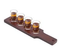 FINGERINSPIRE Beer Flight Board Holds 4 Glass Wooden Whiskey Flight Paddle 47.5mm Slots Shot Board Serving Tray with Burnt Wood Beer Sampler Tray Shot Glass Holder (Rectangle, Coconut Brown)