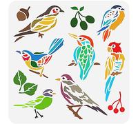 FINGERINSPIRE Birds Stencil for Painting 11.8x11.8inch Reusable Birds Tree Branches Stencils Bird World Drawing Template Plastic Hollow Out Stencil for Painting on Wall Wood Furniture