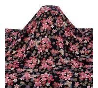FINGERINSPIRE Black Japanese Printed Fabric 1x1.5m Japanese Style Fat Quarters Bundles Fabric Traditional Sakura Printed Cotton Sewing Fabrics for Kimono Cheongsam Tablecloth(Butterfly,Hot Stamping)