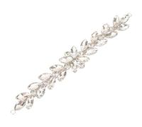 FINGERINSPIRE Bling Flower Leaf Rhinestones Trim Clear Horse Eye Crystal Applique Chain Shiny Jewelry Rhinestone Chain Rhinestone Sewing Bling Trim with Hole for Wedding Dress Embellishments