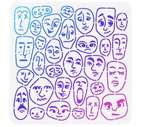 FINGERINSPIRE Boho Cartoon Portrait Stencil for Painting 30x30cm Abstract Human Face Portrait Drawing Template Facial Expression Pattern Painting Stencils for Home Decor DIY Craft