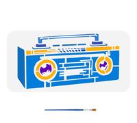 FINGERINSPIRE Boombox Stencils with a Paint Brush 15x30cm Stereo Radio Pattern PET Stencils Stereo Boombox Decoration Stencils Daily Themes Radio Template for Wall Floor Wood Furniture DIY