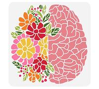 FINGERINSPIRE Brain & Flower Stencil, 11.8x11.8 inch, Plastic, Reusable, DIY Projects & Crafts