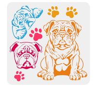 FINGERINSPIRE British Bulldog Stencil for Painting 30x30cm Large Lying Down Sitting Dog Drawing Template Plastic PET Footprints Stencil British Bulldog Head Template Animal Theme Stencil