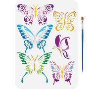 FINGERINSPIRE Butterfly Painting Template with Brush 29.7x21cm Various Patterns of Butterflies Themed Painting Template Insect Painting Stencils Reusable DIY Art Craft Stencil for Home Wall Decor