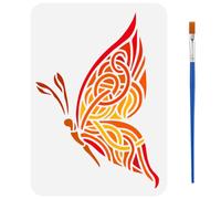 FINGERINSPIRE Butterfly Stencils with a Paint Brush 29.7x21cm Keltic Knot Style Pattern Stencil Reusable Flying Insects Painting Stencils Animal Themes Template for Wood Wall Fabric Furniture