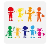 FINGERINSPIRE Cartoon Character Silhouette Stencil 11.8x11.8" Family Member Silhouette Large Stencil Small Figures Drawing Painting Stencils Character Themes Templates for Fabric Floor Furniture Wood