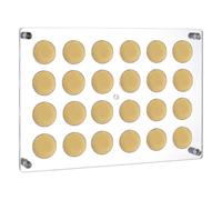 FINGERINSPIRE Casino Chip Display Holder for 24 Chips/Coins 34x23.5cm Wall Mounted Acrylic Poker Chip Display Stand Clear Floating Frame for Collectors Casino Enthusiasts Home Bar or Game Room Decor