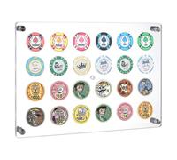 FINGERINSPIRE Casino Chip Display Holder for 24 Chips/Coins Wall Mounted Acrylic Poker Chip Display Stand Clear Floating Frame for Collectors Casino Enthusiasts Home Bar or Game Room Decor