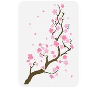 FINGERINSPIRE Cherry Blossom Silhouette Painting Stencil 21x29.7cm Large Cherry Blossom Tree Drawing Template Plastic PET Flowers Branches Silhouette Stencil for Painting on Wood Fabric Canvas
