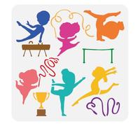 FINGERINSPIRE Children's Gymnastics Stencil for Painting 30x30cm Decorative Parallel Bars Template Hollowed Trophy Rope Exercise Stencil Large Sports Theme Template for Painting on Wood Fabric