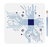 FINGERINSPIRE Circuit Line Textures Painting Stencil with Paintbrush 30x30cm Reusable Abstract Texture Patterns Stencils Technological and Electronic Patterns Stencil for Painting on Wood Wall Fabrics