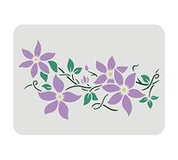 FINGERINSPIRE Clematis Stencil 29.7x21cm Classic Wall Border Flower Stencils Clematis Drawing Painting Stencils Clematis Flower Vine Wall Stencil Plastic Reusable DIY Home Wall Decor Stencil