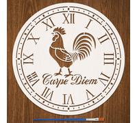 FINGERINSPIRE Clock Face Painting Stencil with Brush 30x30cm Roman Numerals Clock Drawing Template Chicken Pattern DIY Decoration Stencil for Painting on Wood Wall Fabric Furniture