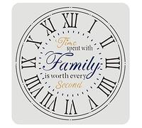 FINGERINSPIRE Clock Stencil 30x30cm Create DIY Clock Crafts Stencil Family Clock Stencils with Time Spent With Family Is Worth Every Second Words Plastic Reusable Decor Stencil for Painting