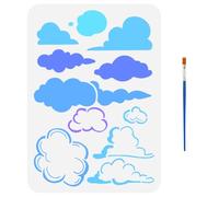 FINGERINSPIRE Clouds Pattern Stencils with a Paint Brush 29.7x21cm All Kinds of Clouds Stencils Cartoon Clouds Decoration Stencils Fantasy Themes Clouds Silhouette Template for Wall Floor DIY