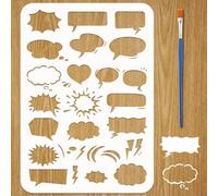 FINGERINSPIRE Comic Dialogue Box Stencils with a Brush 11.7x8.3Inch Chat Box Painting Stencils Cartoon Speech Bubble Stencil PET Daily Themes PET Template for Wood Floor Tile Wall Fabric Furniture DIY