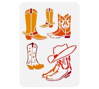 FINGERINSPIRE Cowboy Boots and Hat Painting Stencil, 8.3x11.7, Western Cowboy Themes, Reusable