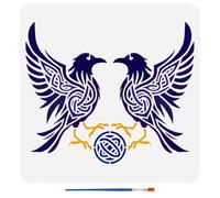 FINGERINSPIRE Crow Keltic Knot Stencils with a Paint Brush 30x30cm Two Raven Painting Stencils Birds Pattern Stencil Jackdaw Drawing Stencil Animal Themes Template for DIY Crafts Home Decoration