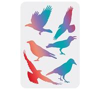 FINGERINSPIRE Crow Stencil 29.7x21cm Raven Stencil Primitive Flying Raven Pattern Stencil Reusable Crow Painting Stencil DIY Craft Stencils for Painting on Wood, Floor, Wall and Tile