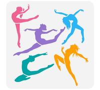 FINGERINSPIRE Dancing Girl Painting Stencil 30x30cm Reusable Dancers Spraying Stencil Yoga Woman Stencil Large Slim Figure Stencil PET Decorative Hollow Out Template for DIY Wall Scrapbook Fabric