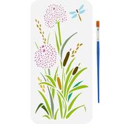 FINGERINSPIRE Dandelion Stencils with a Paint Brush 15x30cm Dragonflies Pattern Stencils Grass Decoration Stencils Plant Themes Weeds Template for Painting on Wood Wall Fabric Furniture DIY