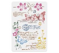 FINGERINSPIRE Decorative Butterfly Stencil 21x29.7cm Reusable Floral Butterfly Template Decorative Flower Leaves Pattern Tile Eid Al-Adha Mubarak Stencil for Painting on Wood Wall Furniture Home Decor
