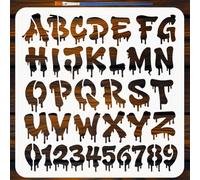 FINGERINSPIRE Doodle Letters Stencil with a Brush 11.8x11.8inch Letters and Numbers Painting Stencils Graffiti Style Stencils Reusable PET Drawing Templates for Wall Floor Tile Wood Decor DIY Art