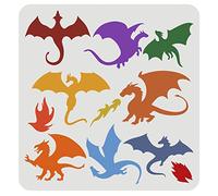 FINGERINSPIRE Dragons Stencil - 30x30cm Plastic Dragon Drawing & Painting Stencils for Wood, Floor, Wall & DIY Home Decor