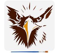 FINGERINSPIRE Eagle Face Painting Stencil with 1Pc Plastic Paint Brush 30x30cm Large Eagle Decoration Stencil Animal Theme Drawing Template for Painting on Wood Wall Furniture DIY Home Decor