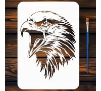 FINGERINSPIRE Eagle Head Stencil with Paint Brush 21x29.7cm Reusable Eagle Stencil Eagles Pattern Animal Theme Template for Painting on Wood Wall Fabric Furniture DIY Home Decoration